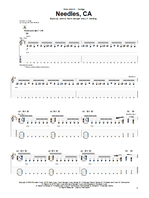 John 5 Needles, CA sheet music notes and chords. Download Printable PDF.