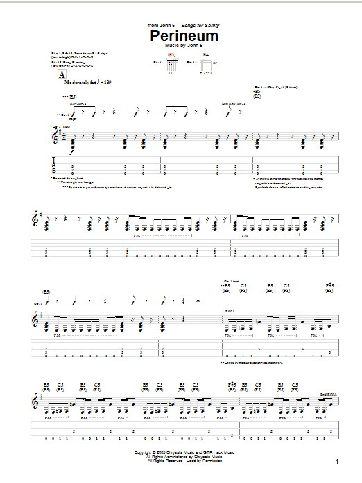 John 5 Perineum sheet music notes and chords. Download Printable PDF.