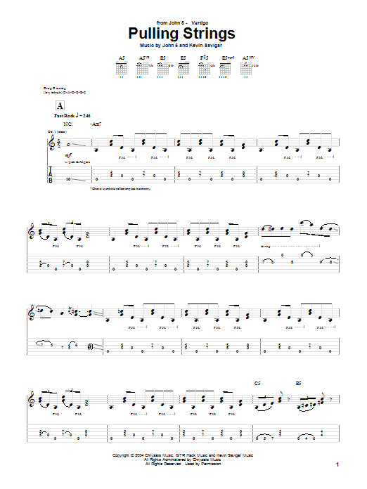 John 5 Pulling Strings sheet music notes and chords. Download Printable PDF.