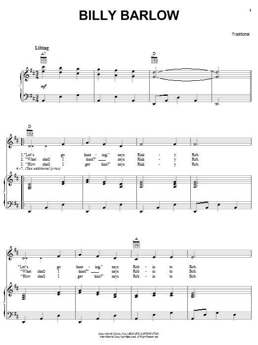 John A. Lomax Billy Barlow sheet music notes and chords. Download Printable PDF.