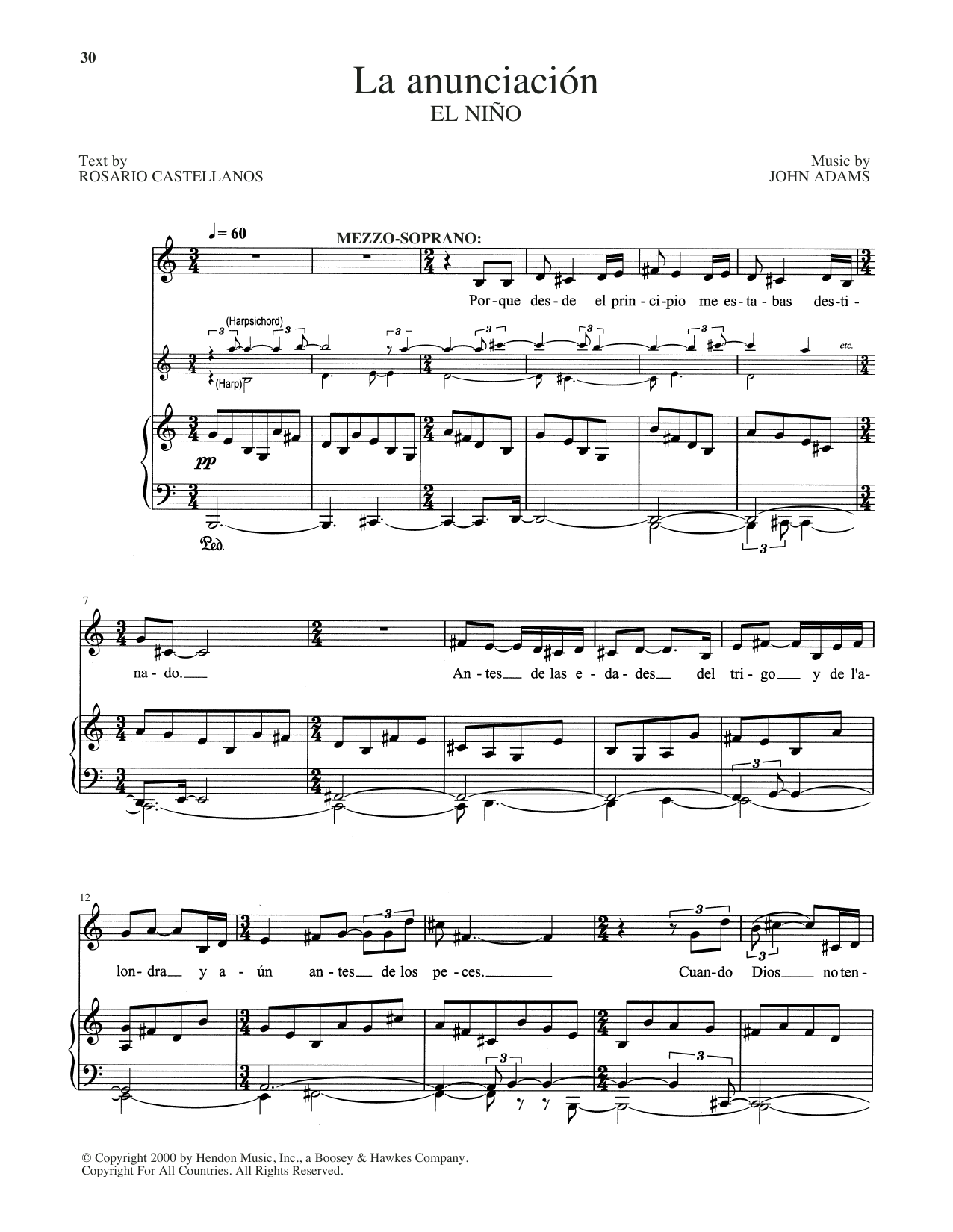 John Adams La Anunciacion sheet music notes and chords. Download Printable PDF.