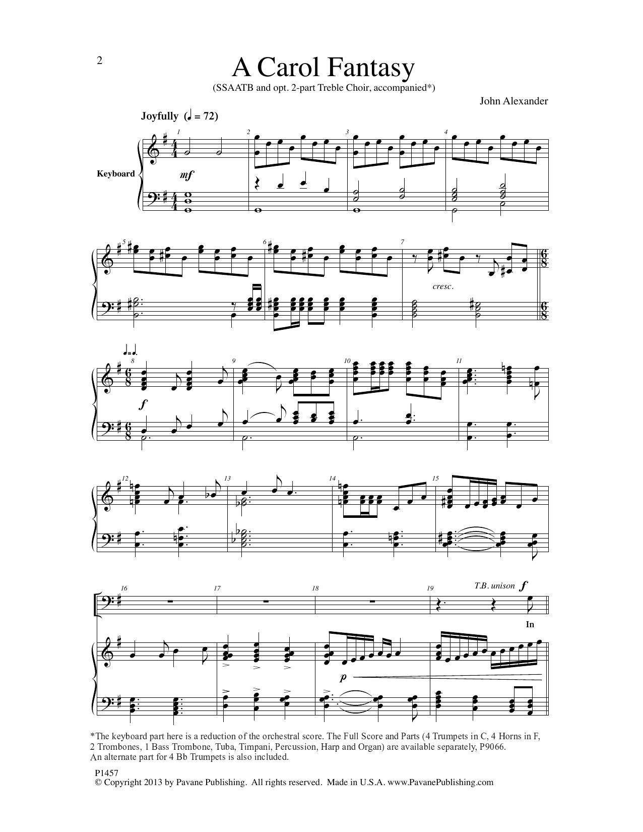 John Alexander A Carol Fantasy sheet music notes and chords. Download Printable PDF.