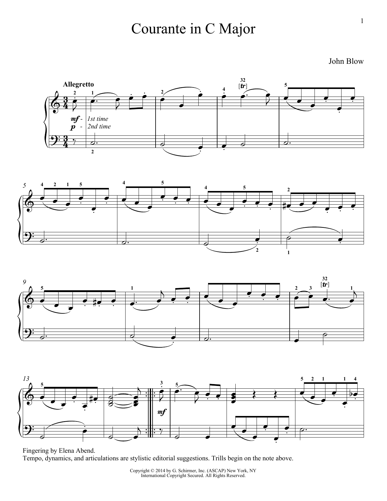 John Blow Courante sheet music notes and chords. Download Printable PDF.