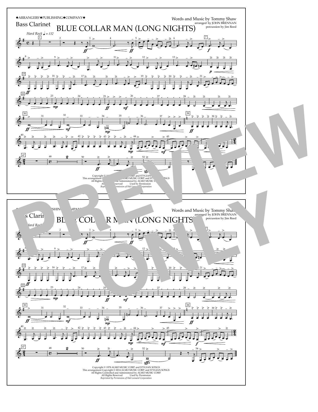 Learn to play John Brennan Blue Collar Man (Long Nights) - Bass Clarinet sheet music for Marching Band in minutes. Price: 7.8900$ John Brennan Blue Collar Man (Long Nights) - Bass Clarinet sheet music notes and chords arranged for Marching Band