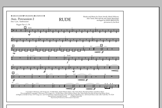 Learn to play John Brennan Rude - Aux. Perc. 2 sheet music for Marching Band in minutes. Price: 7.8900$ John Brennan Rude - Aux. Perc. 2 sheet music notes and chords arranged for Marching Band