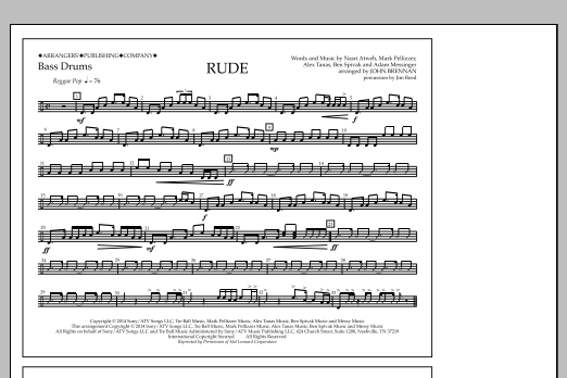 Learn to play John Brennan Rude - Bass Drums sheet music for Marching Band in minutes. Price: 7.8900$ John Brennan Rude - Bass Drums sheet music notes and chords arranged for Marching Band
