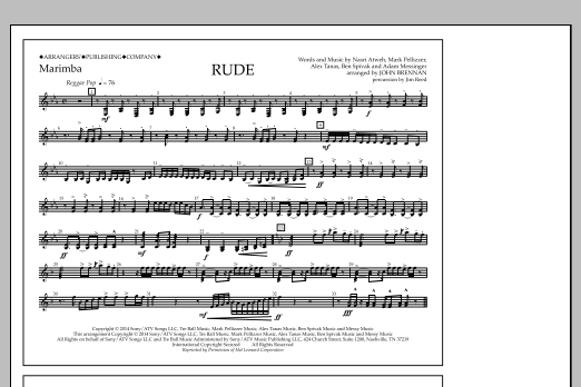 John Brennan Rude - Marimba sheet music notes and chords. Download Printable PDF.