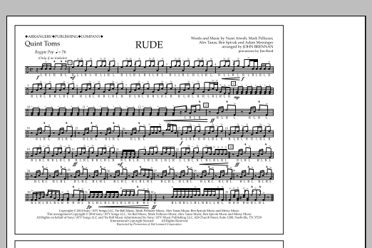 John Brennan Rude - Quint-Toms sheet music notes and chords. Download Printable PDF.