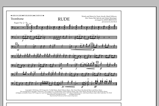 John Brennan Rude - Trombone sheet music notes and chords. Download Printable PDF.