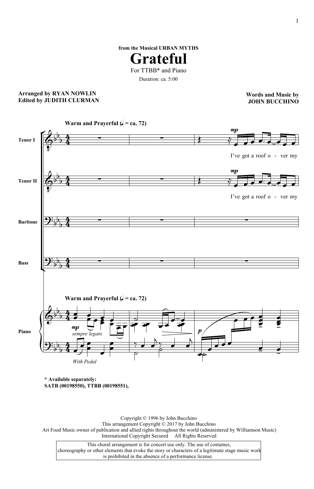 John Bucchino Grateful sheet music notes and chords. Download Printable PDF.