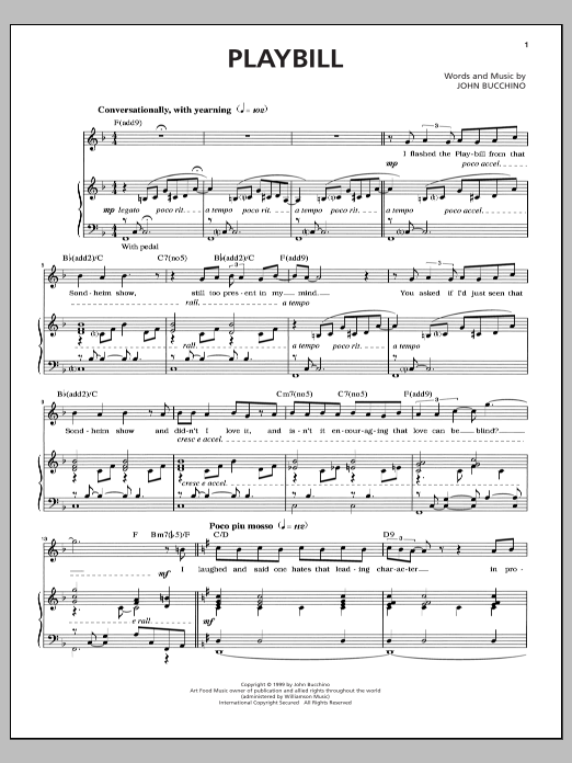 John Bucchino Playbill sheet music notes and chords. Download Printable PDF.