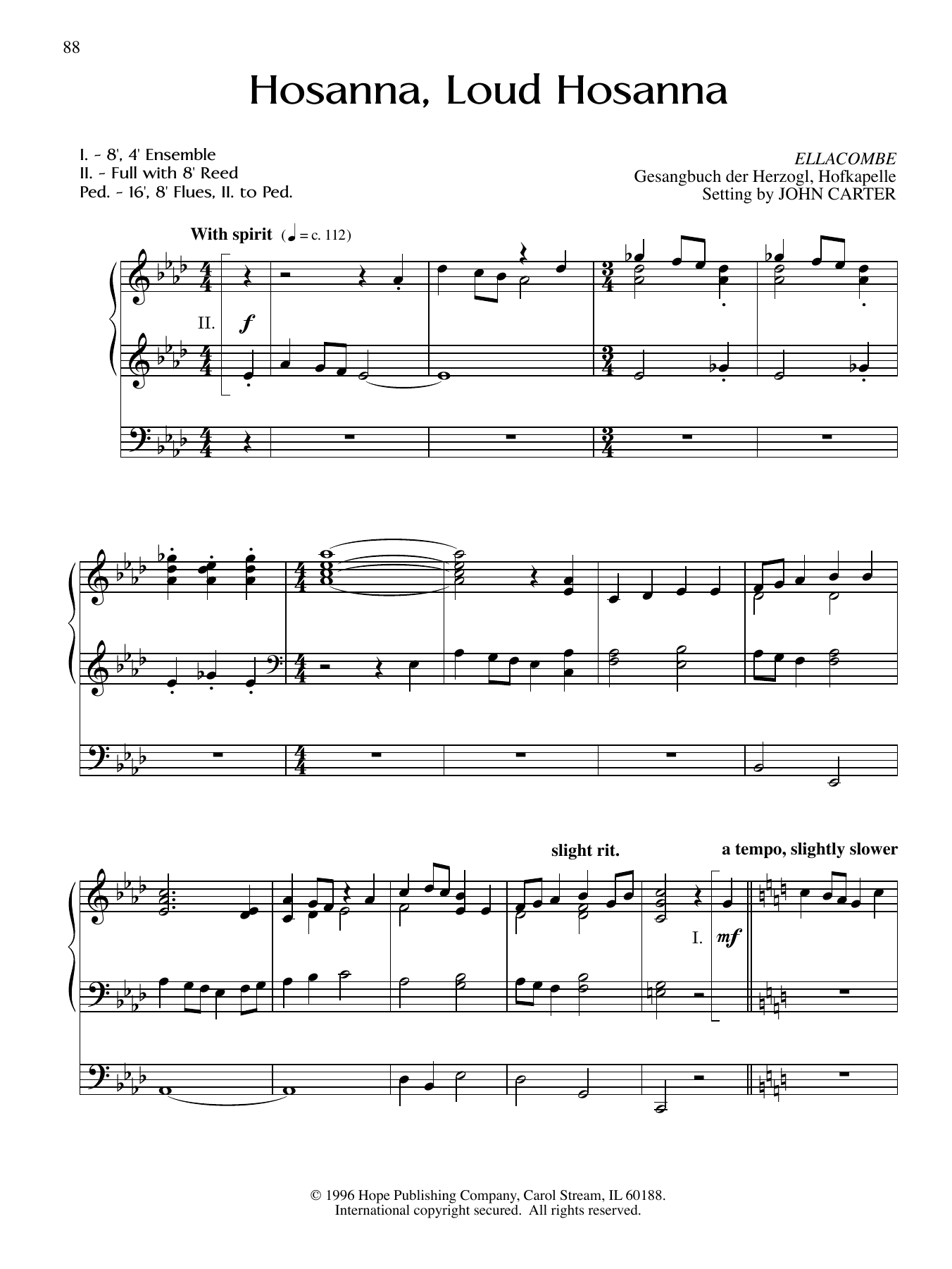 John Carter Hosanna, Loud Hosanna sheet music notes and chords. Download Printable PDF.