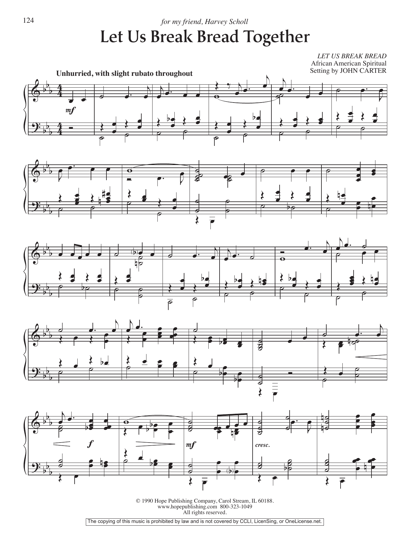 Learn to play John Carter Let Us Break Bread Together sheet music for Piano Solo in minutes. Price: 6.9900$ John Carter Let Us Break Bread Together sheet music notes and chords arranged for Piano Solo