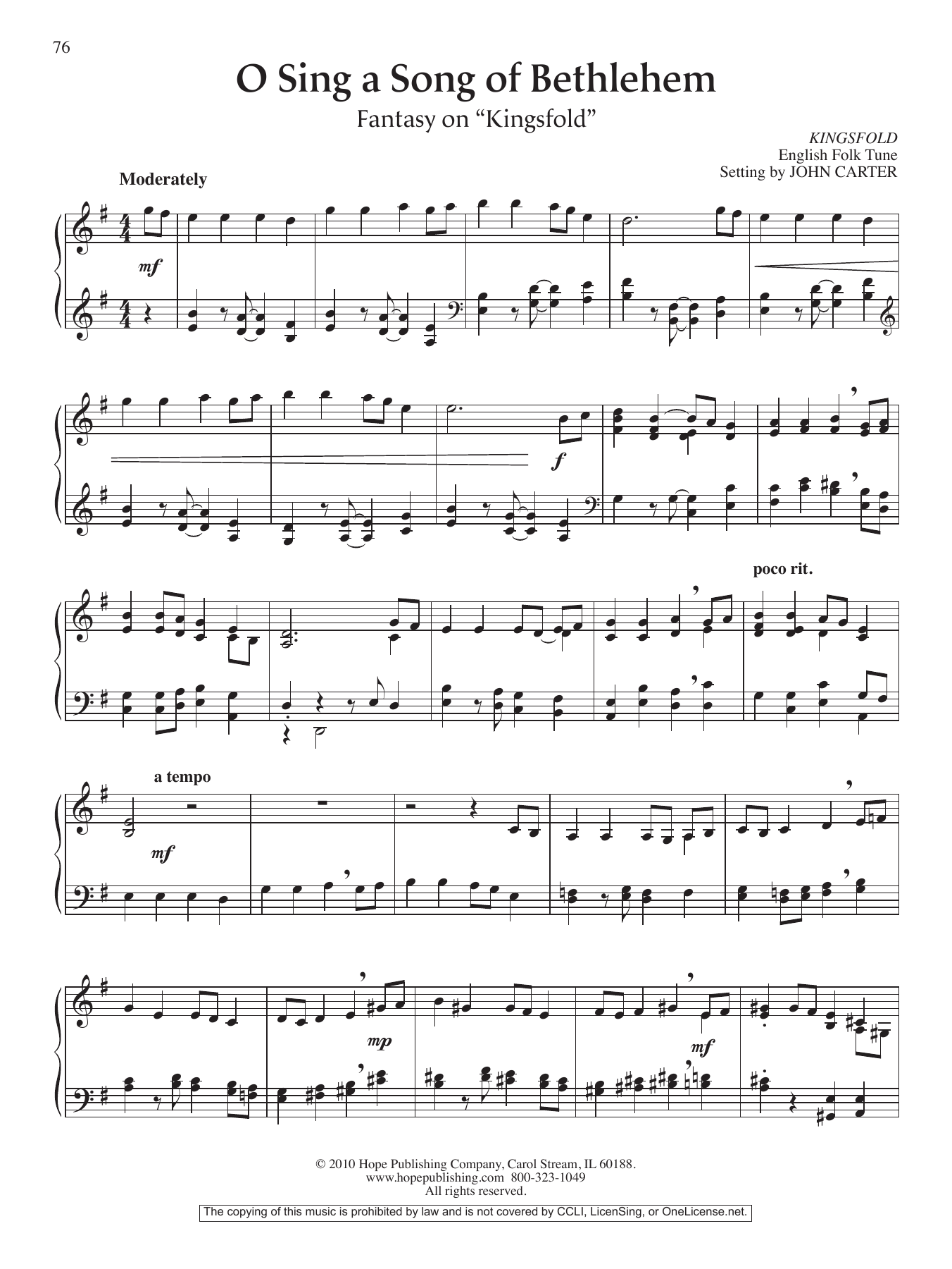 Learn to play John Carter O Sing a Song of Bethlehem (Fantasy on John Carter O Sing a Song of Bethlehem (Fantasy on