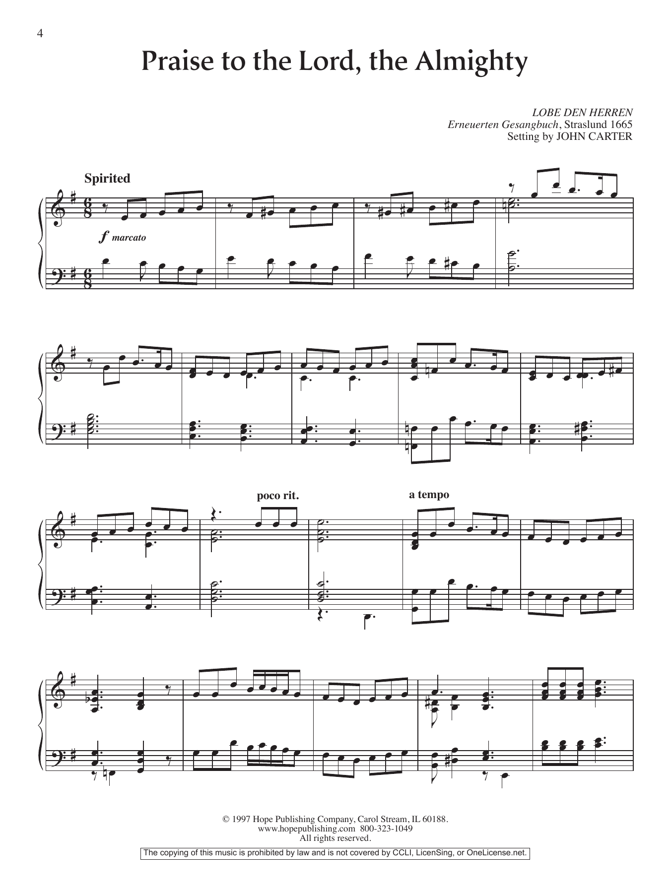 Learn to play John Carter Praise to the Lord, the Almighty! sheet music for Piano Solo in minutes. Price: 6.9900$ John Carter Praise to the Lord, the Almighty! sheet music notes and chords arranged for Piano Solo