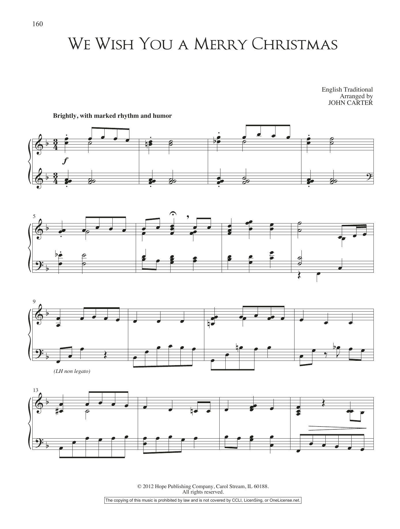 Learn to play John Carter We Wish You A Merry Christmas sheet music for Piano Solo in minutes. Price: 6.9900$ John Carter We Wish You A Merry Christmas sheet music notes and chords arranged for Piano Solo