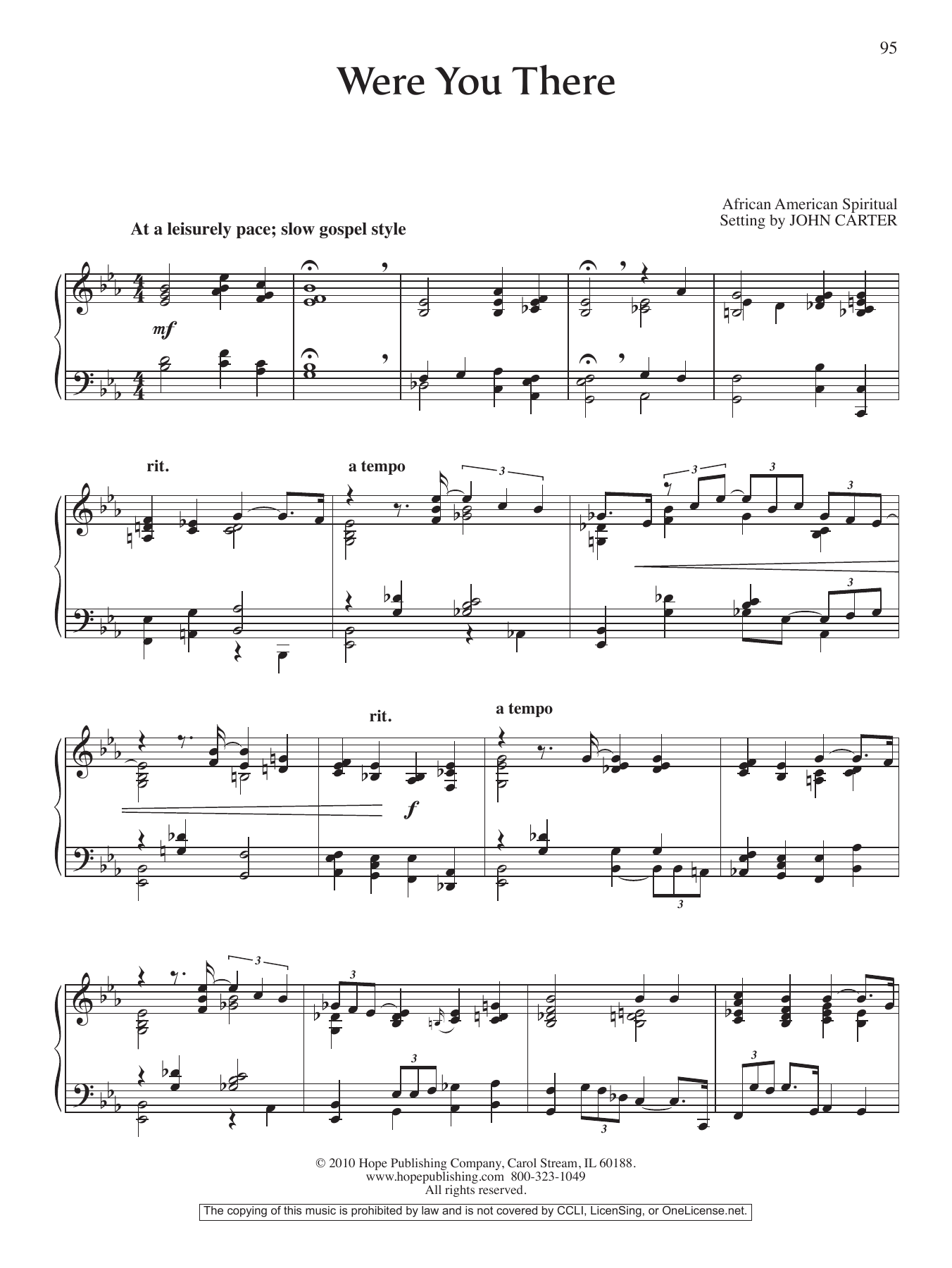 John Carter Were You There sheet music notes and chords. Download Printable PDF.