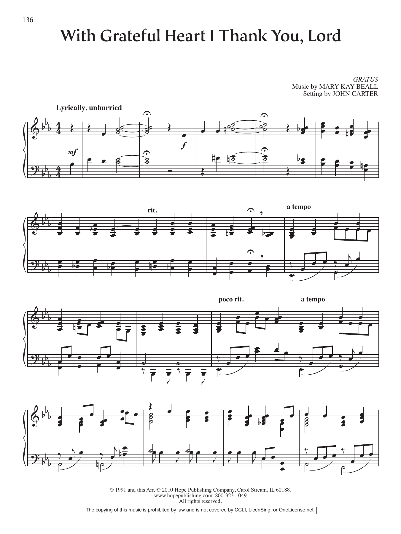Learn to play John Carter With Grateful Heart I Thank You, Lord sheet music for Piano Solo in minutes. Price: 6.9900$ John Carter With Grateful Heart I Thank You, Lord sheet music notes and chords arranged for Piano Solo