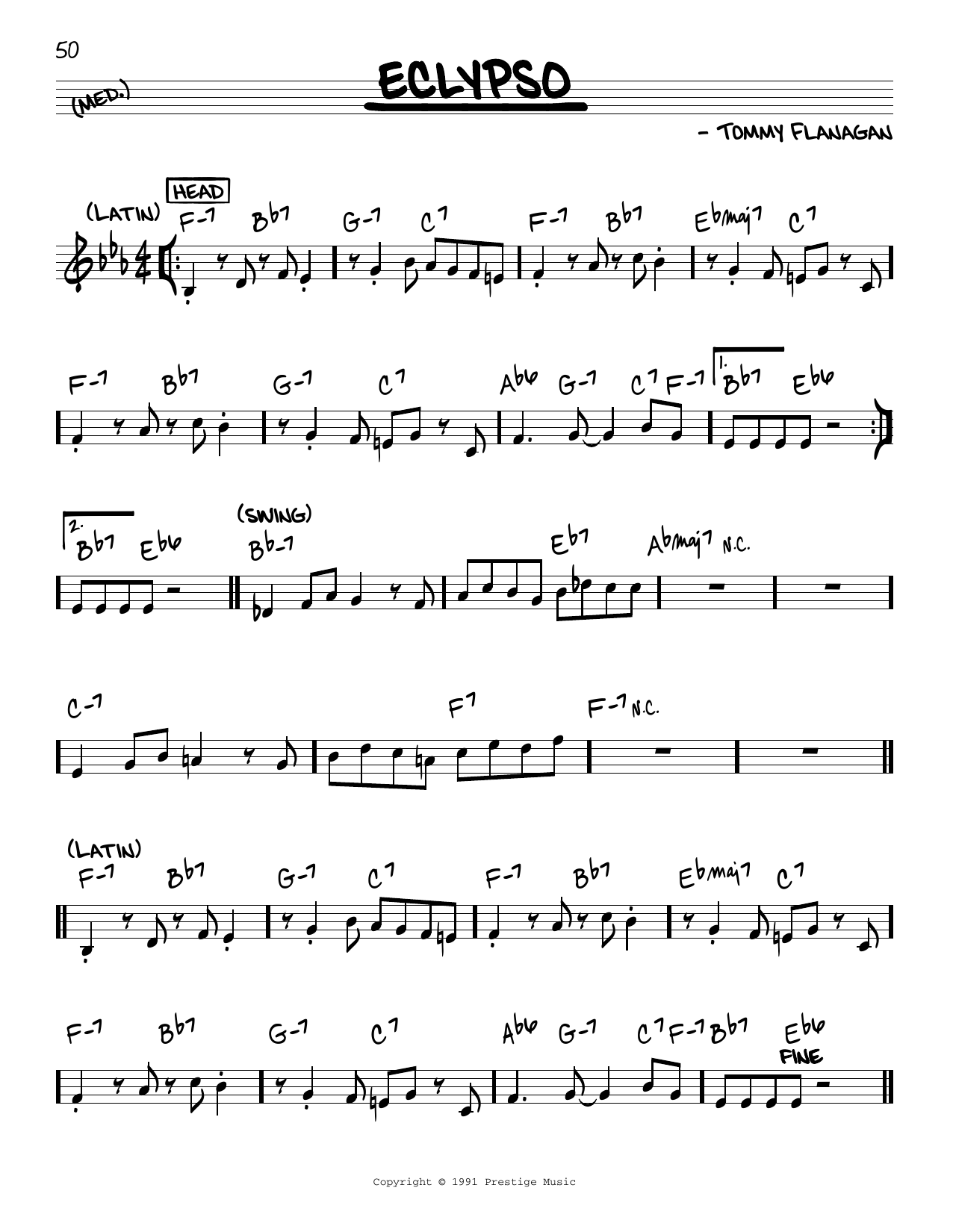 John Coltrane Eclypso sheet music notes and chords arranged for Real Book – Melody & Chords