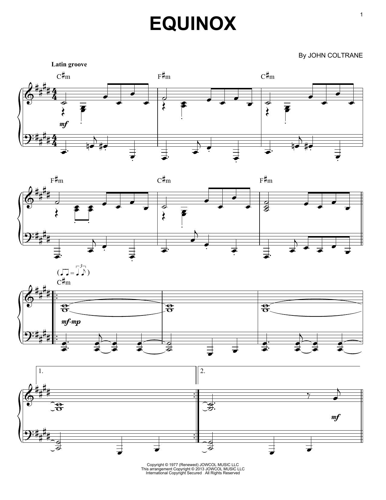 Download John Coltrane "Equinox (arr. Brent Edstrom)" Sheet Music & PDF