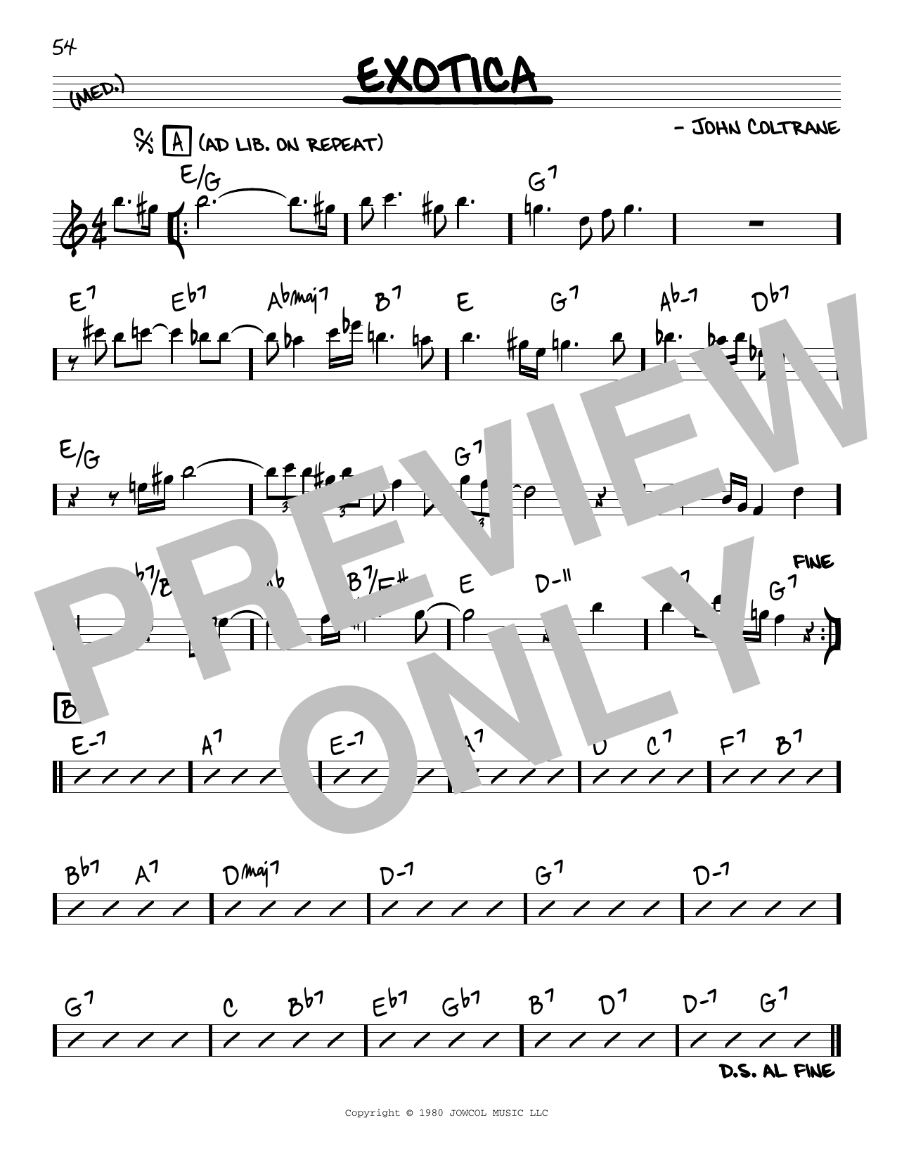 John Coltrane Exotica sheet music notes and chords. Download Printable PDF.