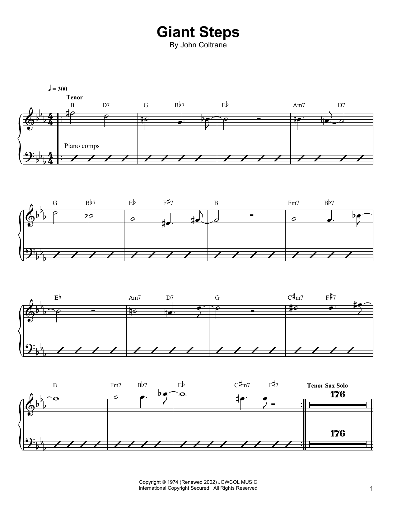 John Coltrane Giant Steps Sheet Music PDF Notes Chords Jazz Score 