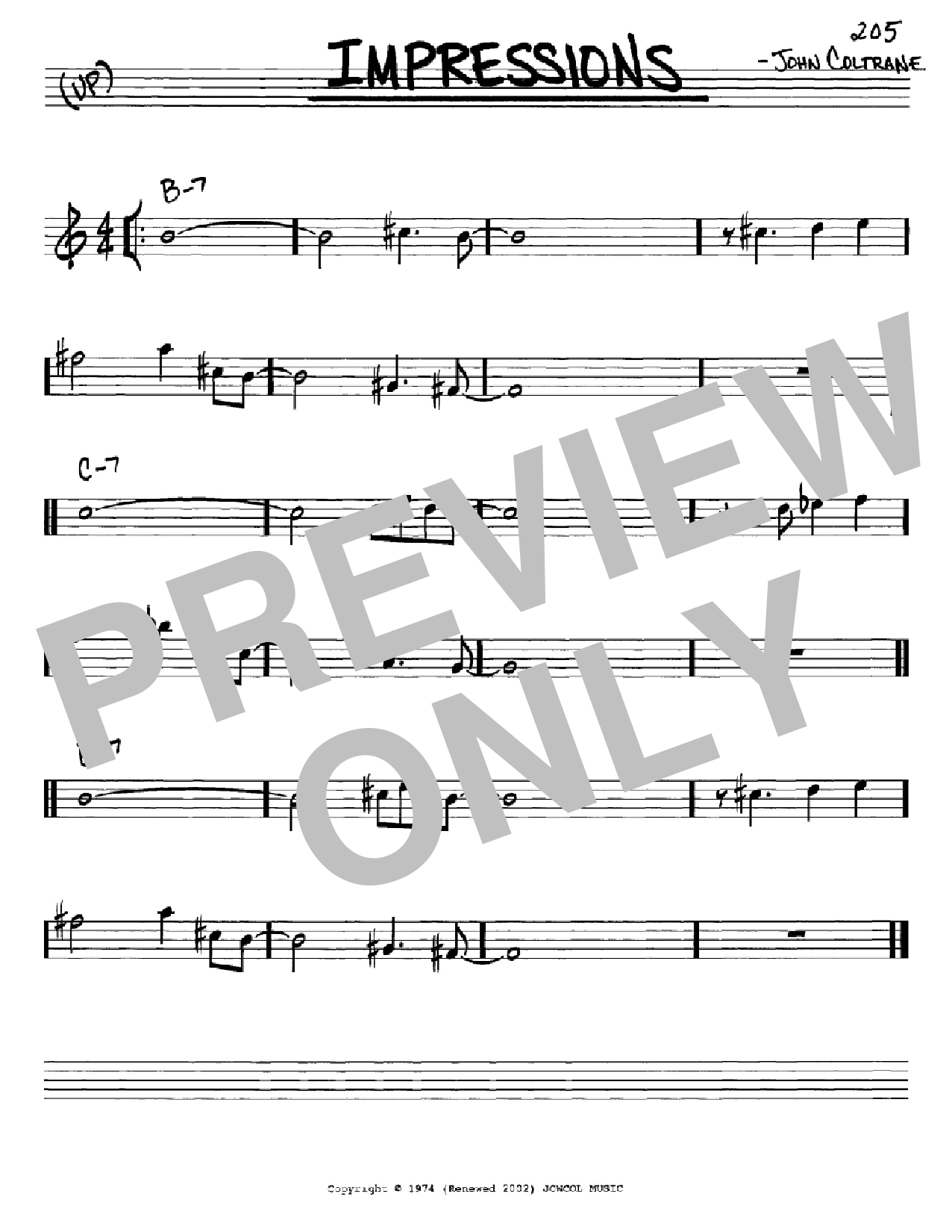 John Coltrane Impressions sheet music notes and chords. Download Printable PDF.