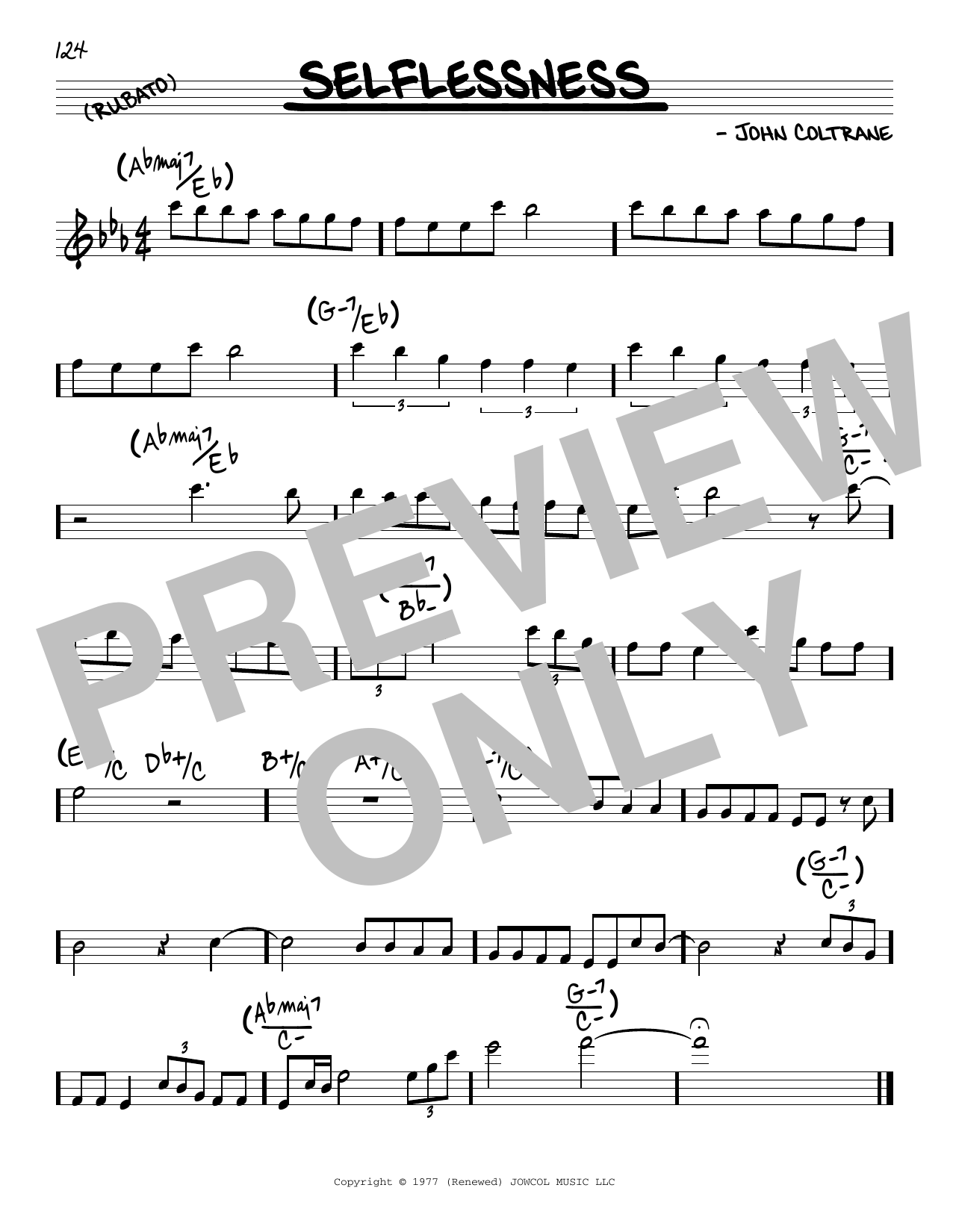 John Coltrane Selflessness sheet music notes and chords. Download Printable PDF.