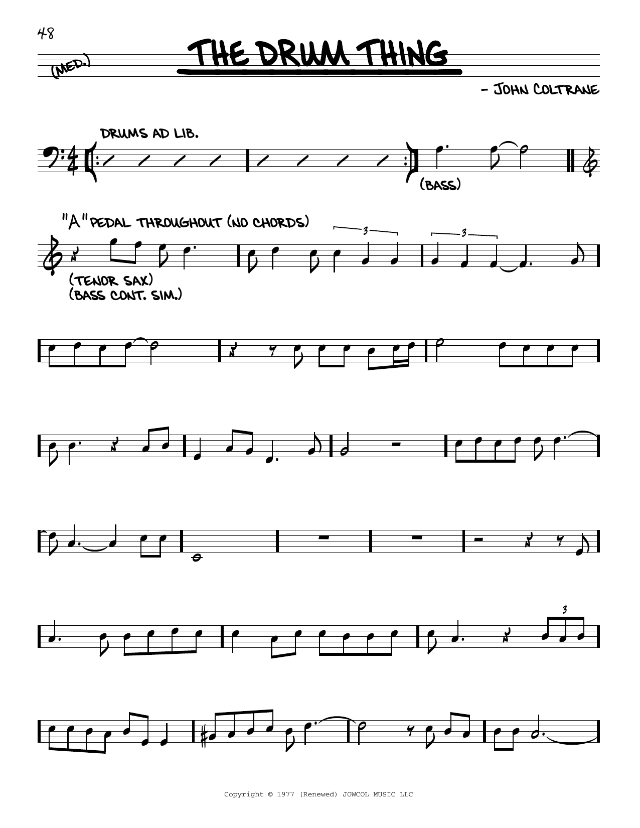 John Coltrane The Drum Thing sheet music notes and chords. Download Printable PDF.