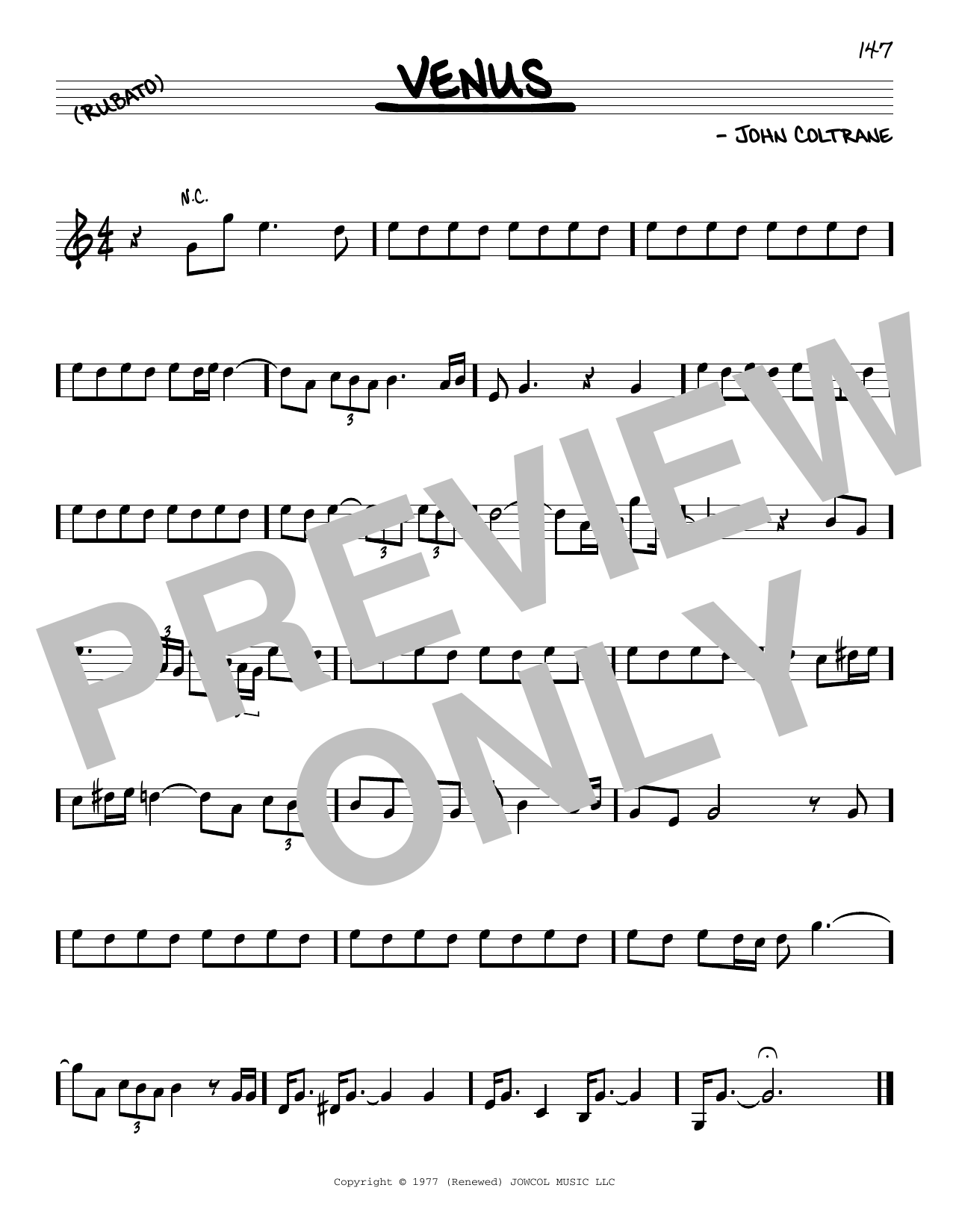 John Coltrane Venus sheet music notes and chords. Download Printable PDF.