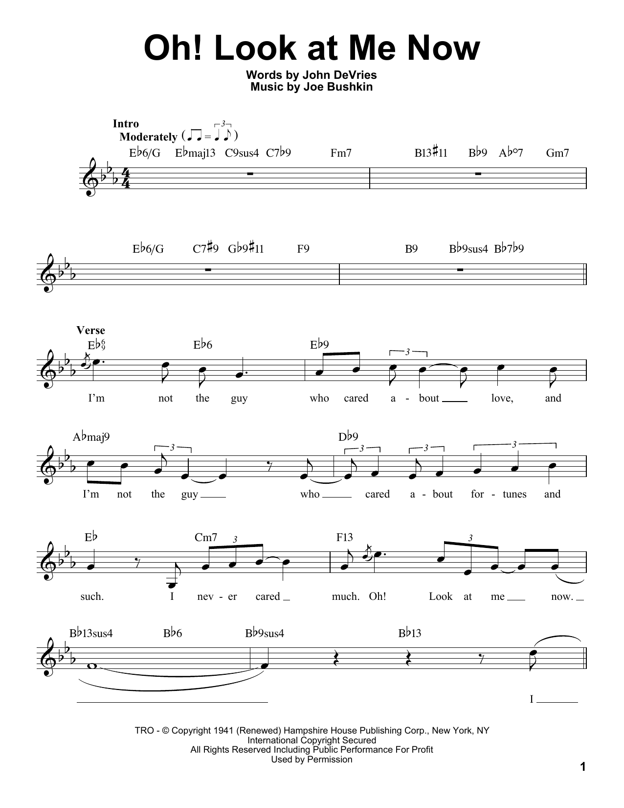 Learn to play John De Vries Oh! Look At Me Now sheet music for Pro Vocal in minutes. Price: 6.9900$ John De Vries Oh! Look At Me Now sheet music notes and chords arranged for Pro Vocal