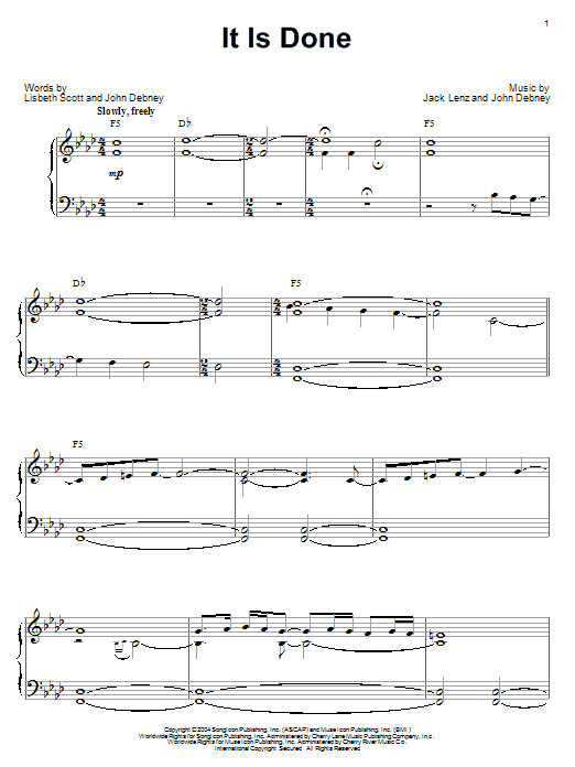 John Debney It Is Done sheet music notes and chords. Download Printable PDF.