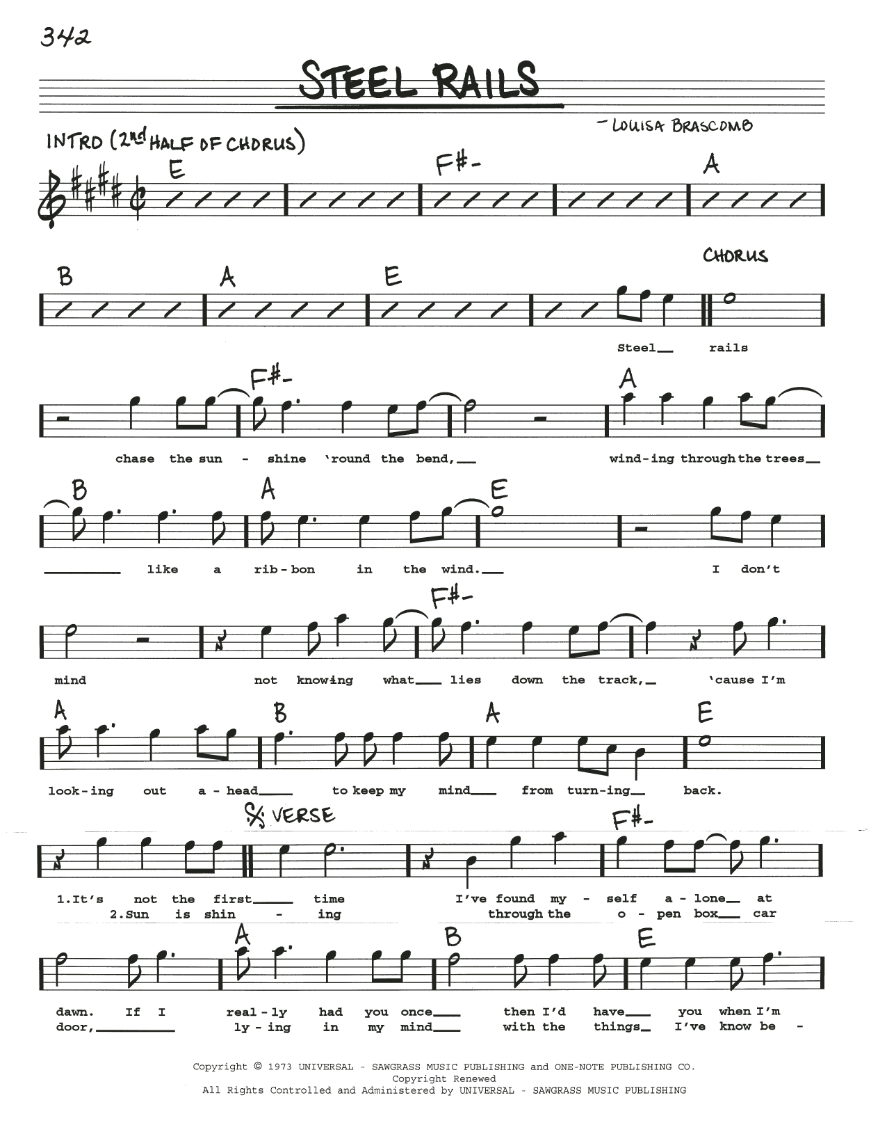 John Denver Steel Rails sheet music notes and chords. Download Printable PDF.