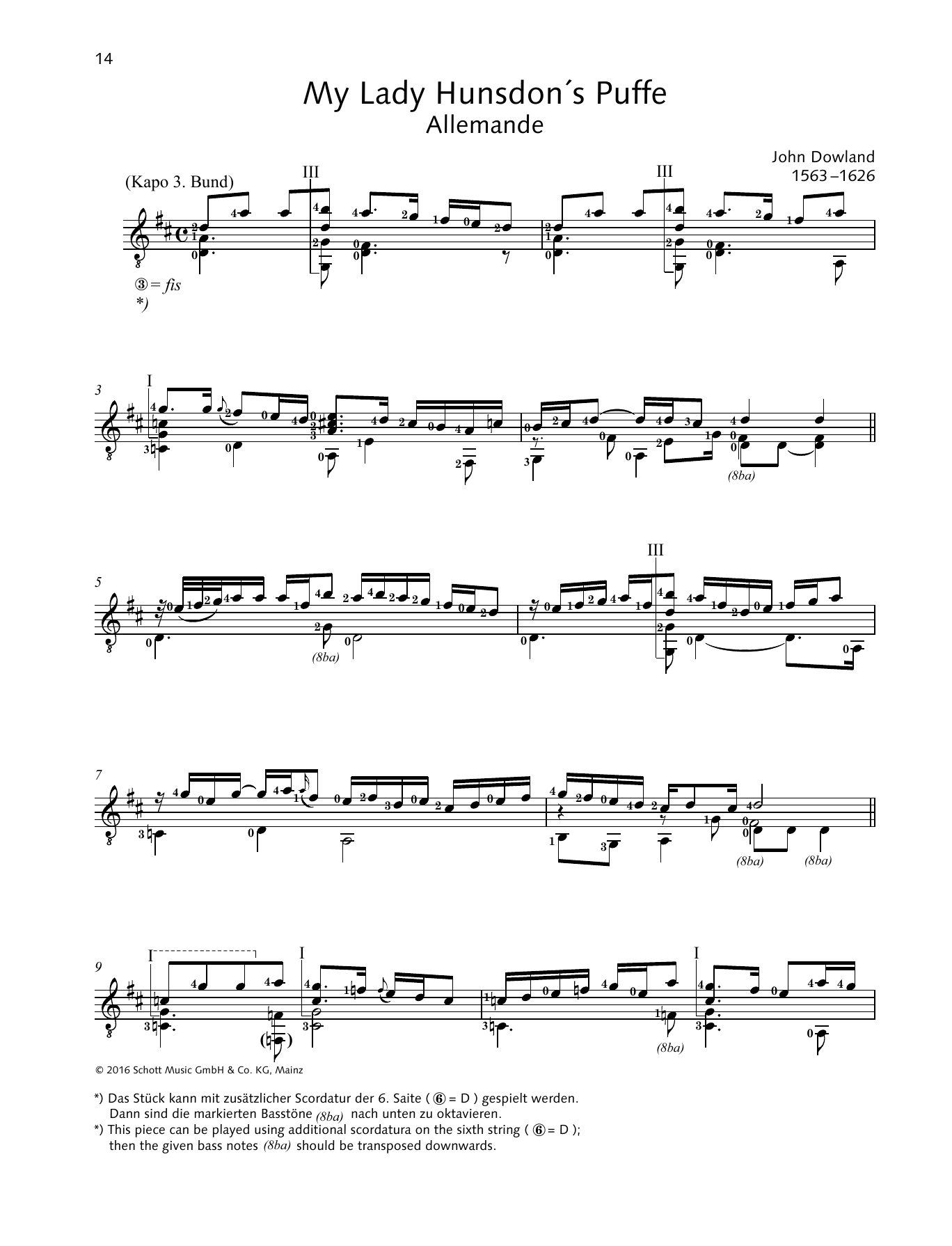 John Dowland My Lady HunsdonÂ´s Puffe sheet music notes and chords arranged for Solo Guitar