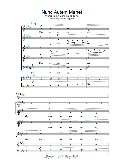 John Duggan Nunc Autem Manet sheet music notes and chords. Download Printable PDF.