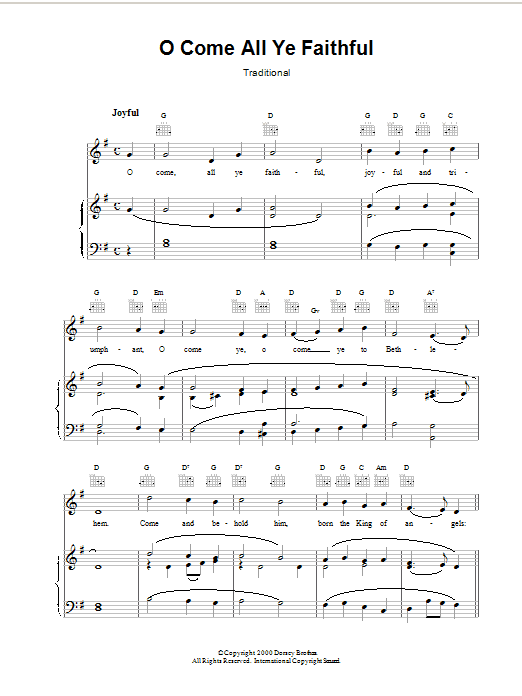 John Francis Wade O Come, All Ye Faithful (Adeste Fideles) sheet music notes and chords. Download Printable PDF.