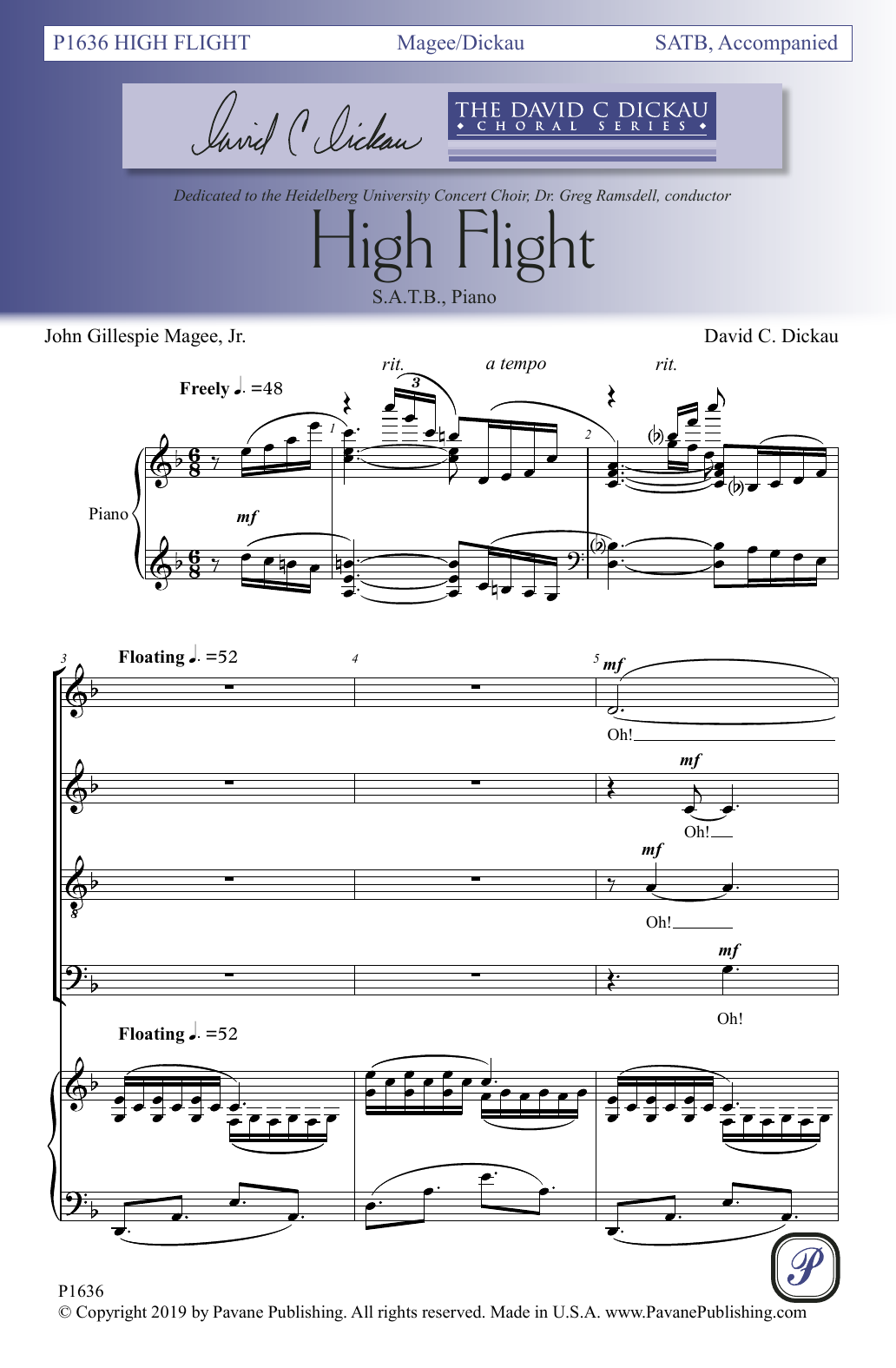Learn to play John Gillespie Magee, Jr. and David C. Dickau High Flight sheet music for SATB Choir in minutes. John Gillespie Magee, Jr. and David C. Dickau High Flight sheet music notes and chords. Download Printable PDF.
