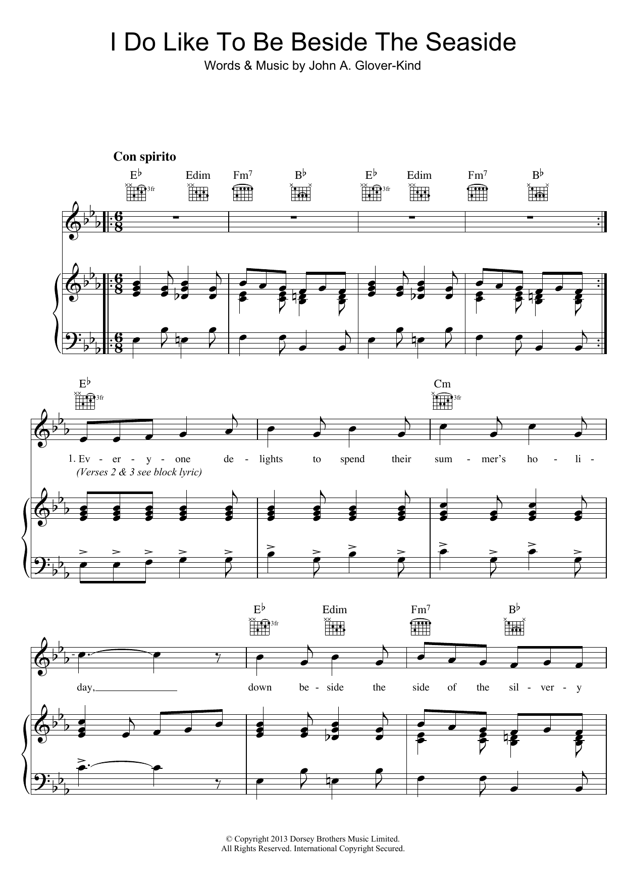 John Glover-Kind I Do Like To Be Beside The Seaside sheet music notes and chords. Download Printable PDF.