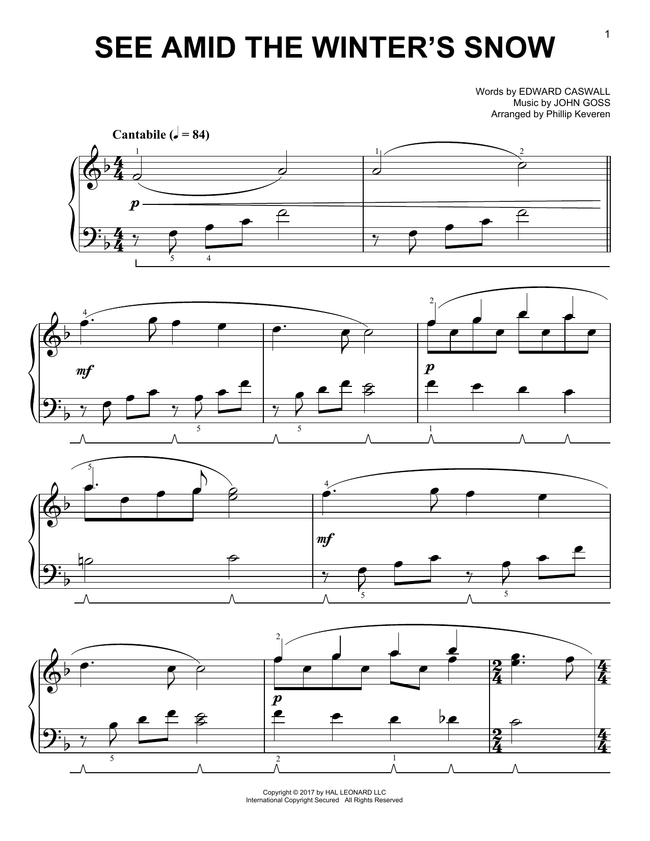 John Goss See Amid The Winter S Snow Classical Version Arr