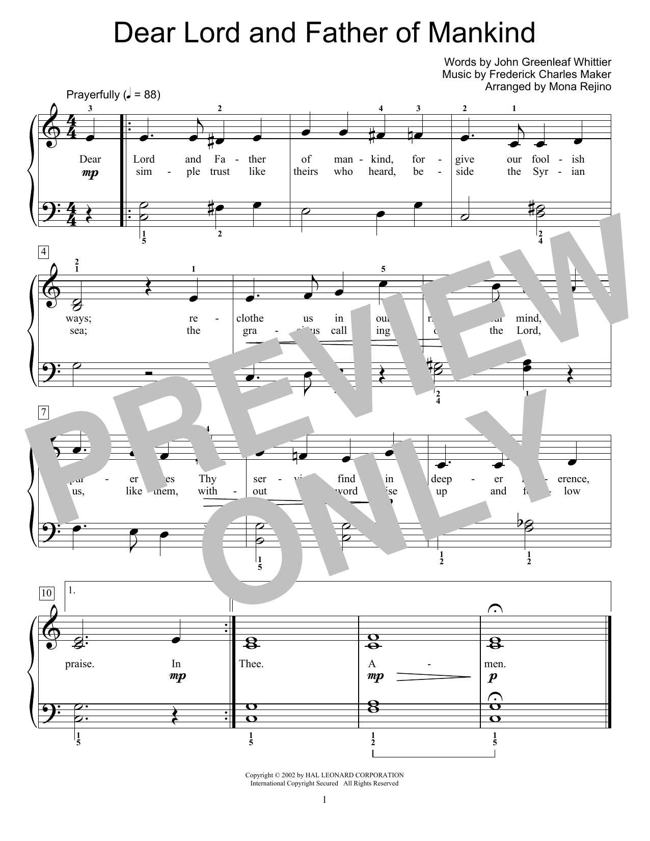Learn to play John Greenleaf Whittier Dear Lord And Father Of Mankind sheet music for Educational Piano in minutes. Price: 6.9900$ John Greenleaf Whittier Dear Lord And Father Of Mankind sheet music notes and chords arranged for Educational Piano