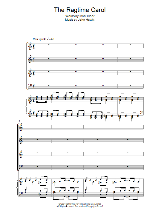 John Hewitt The Ragtime Carol sheet music notes and chords. Download Printable PDF.