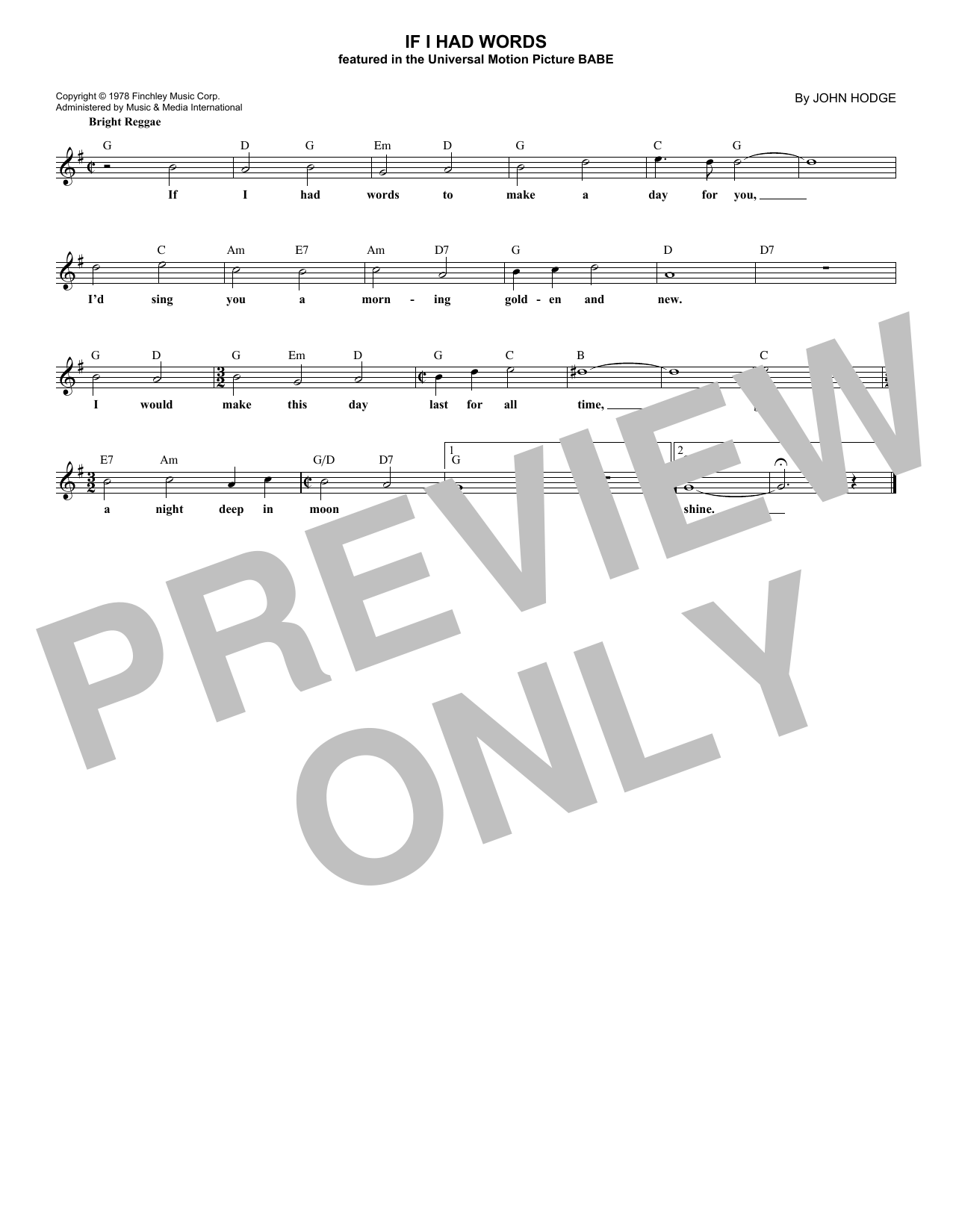 Learn to play John Hodge If I Had Words sheet music for Easy Piano in minutes. John Hodge If I Had Words sheet music notes and chords. Download Printable PDF.