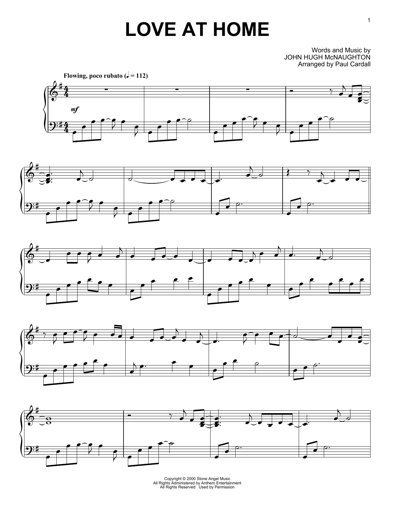 Learn to play John Hugh McNaughton Love At Home (arr. Paul Cardall) sheet music for Piano Solo in minutes. John Hugh McNaughton Love At Home (arr. Paul Cardall) sheet music notes and chords. Download Printable PDF.