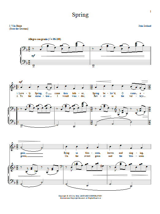 John Ireland Spring sheet music notes and chords. Download Printable PDF.