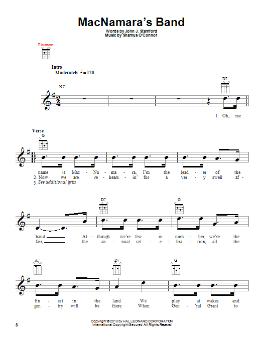 Learn to play John J. Stamford MacNamara's Band sheet music for Piano & Vocal in minutes. John J. Stamford MacNamara's Band sheet music notes and chords. Download Printable PDF.