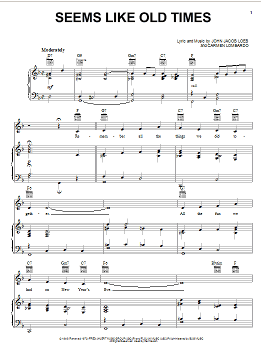 Learn to play John Jacob Loeb Seems Like Old Times sheet music for Real Book – Melody, Lyrics & Chords in minutes. John Jacob Loeb Seems Like Old Times sheet music notes and chords. Download Printable PDF.