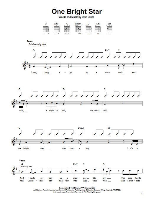 John Jarvis One Bright Star sheet music notes and chords. Download Printable PDF.