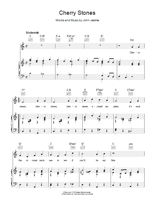 John Jerome Cherry Stones sheet music notes and chords. Download Printable PDF.