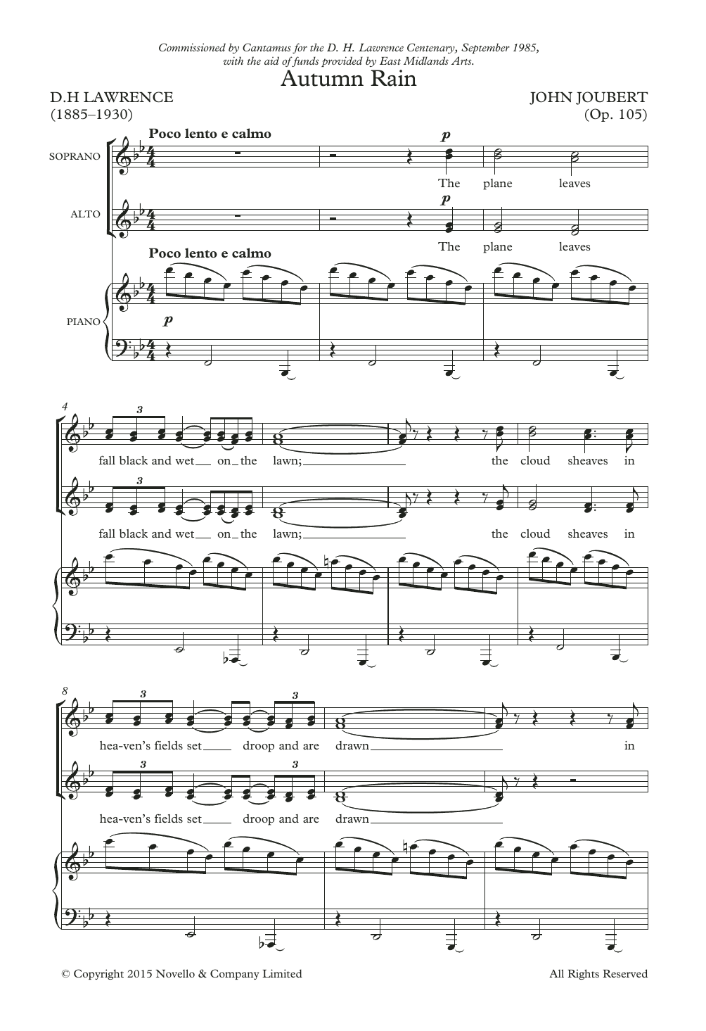 John Joubert Autumn Rain sheet music notes and chords. Download Printable PDF.