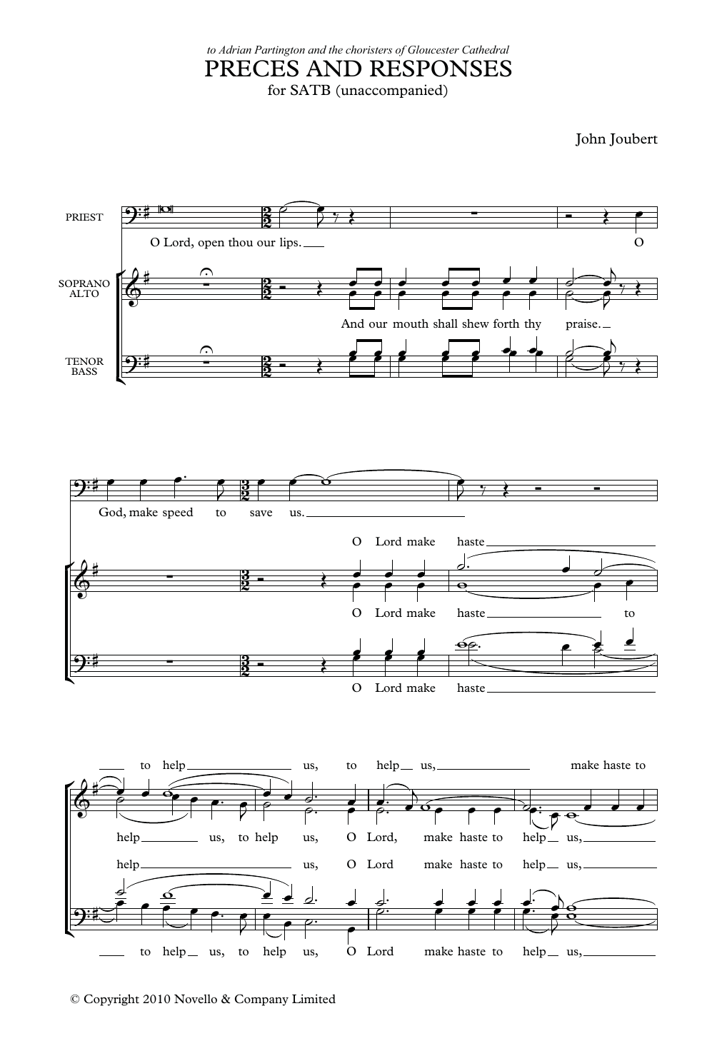 John Joubert Preces and Responses sheet music notes and chords. Download Printable PDF.